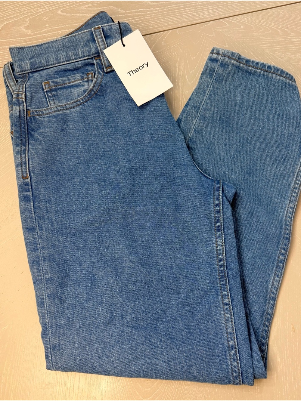 Theory Women's Blue High-Rise Straight Jeans
